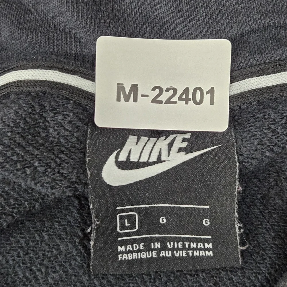 Nike Men Hoodie L Black Fleece Swoosh CI1192-010 Pullover Logo READ